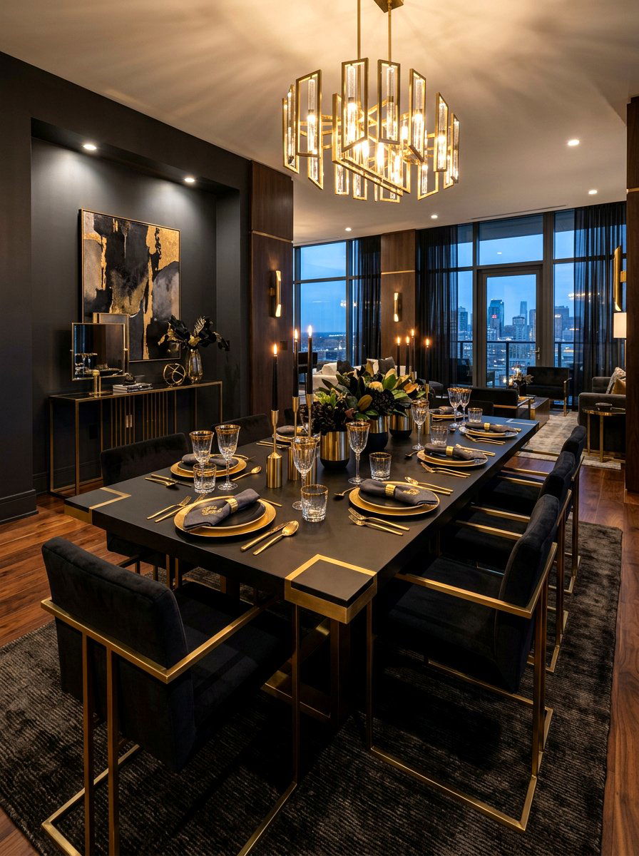 Black And Gold Table - 30 winter dining table ideas