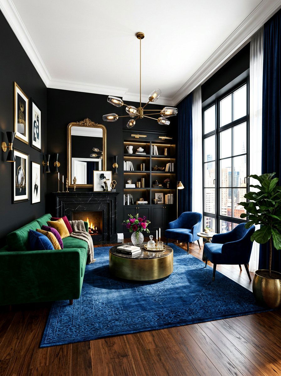 Black And Jewel Living Room - 30 jewel tone living room ideas