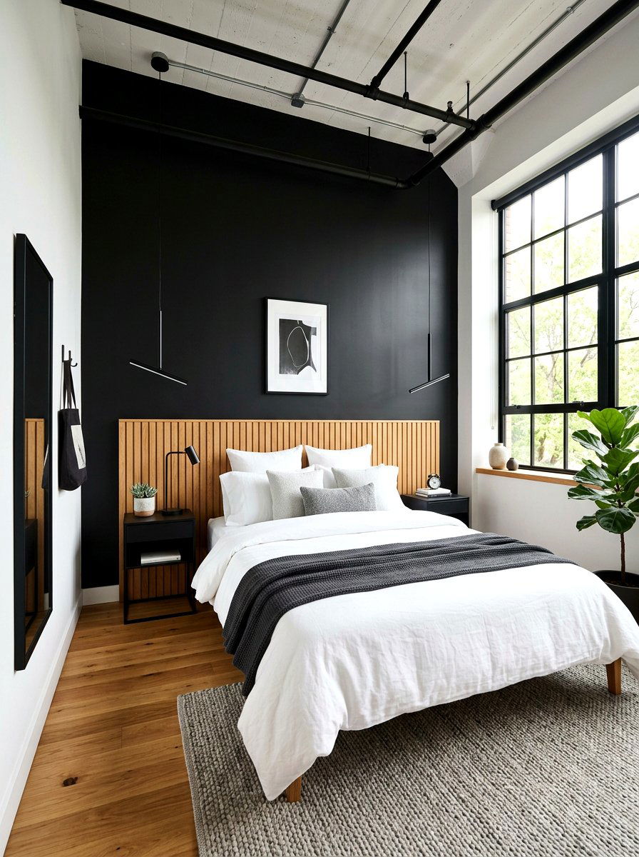 Black And Natural Wood Bedroom - 30 bedroom color scheme ideas