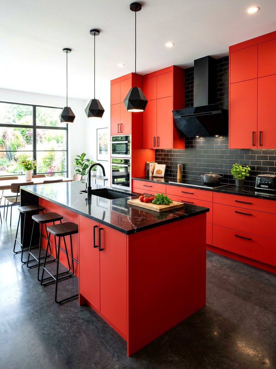 Black And Red Kitchen - 30 tomato red kitchen ideas