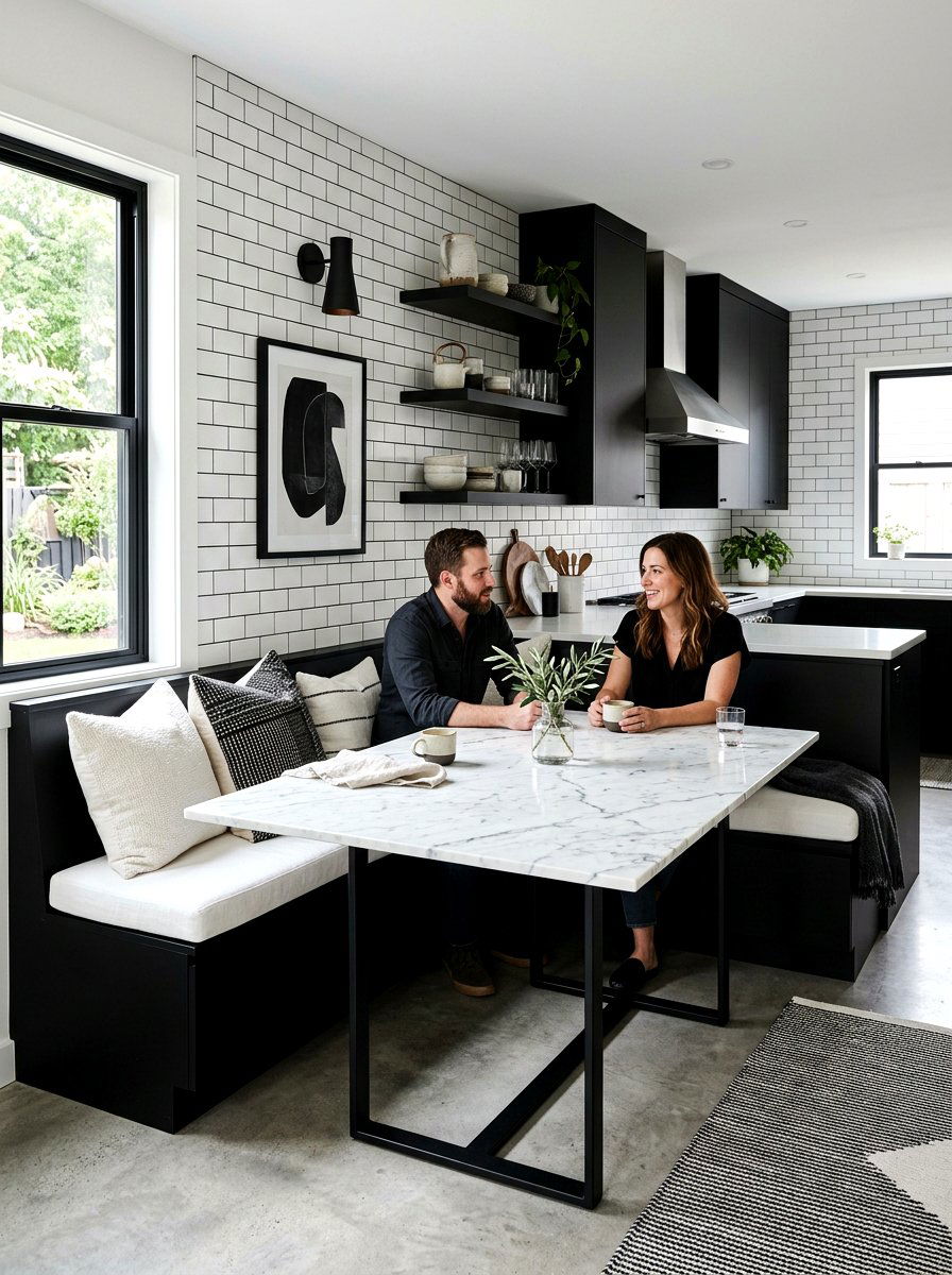 Black And White Banquette - 30 breakfast banquette kitchen ideas