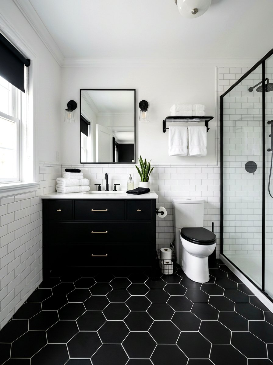 Black And White Bathroom - 30 guest bathroom ideas