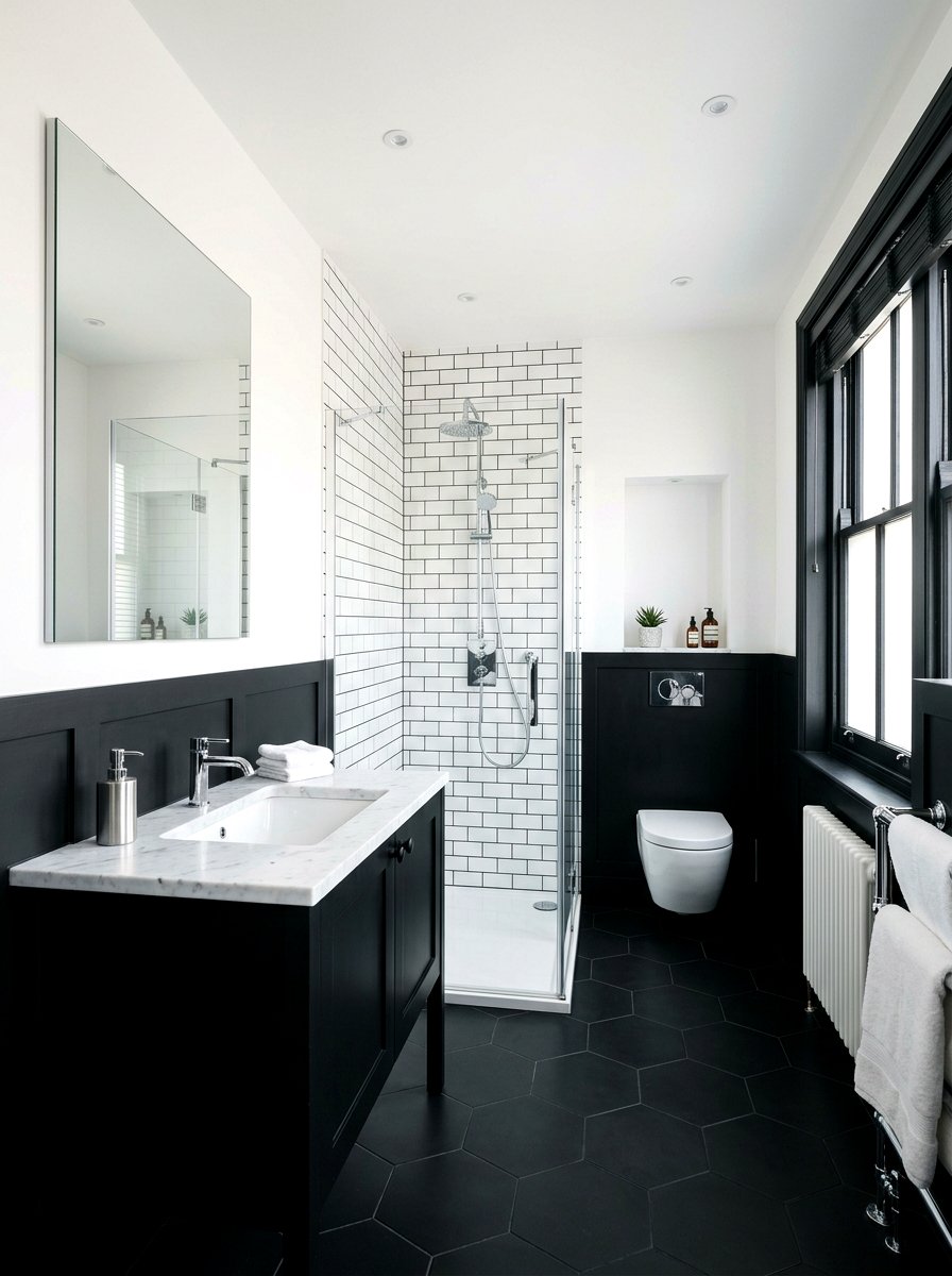 Black And White Bathroom - 30 color blocked room ideas