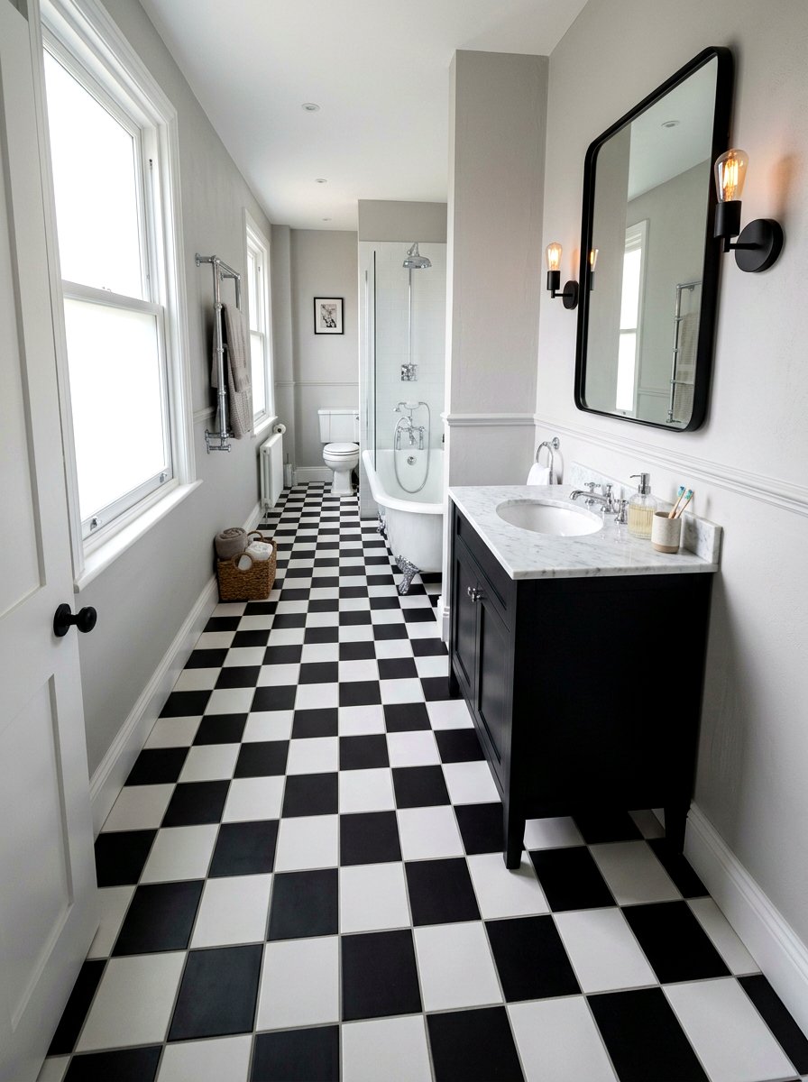 Black And White Bathroom Floor Tile - 30 guest powder room decor ideas