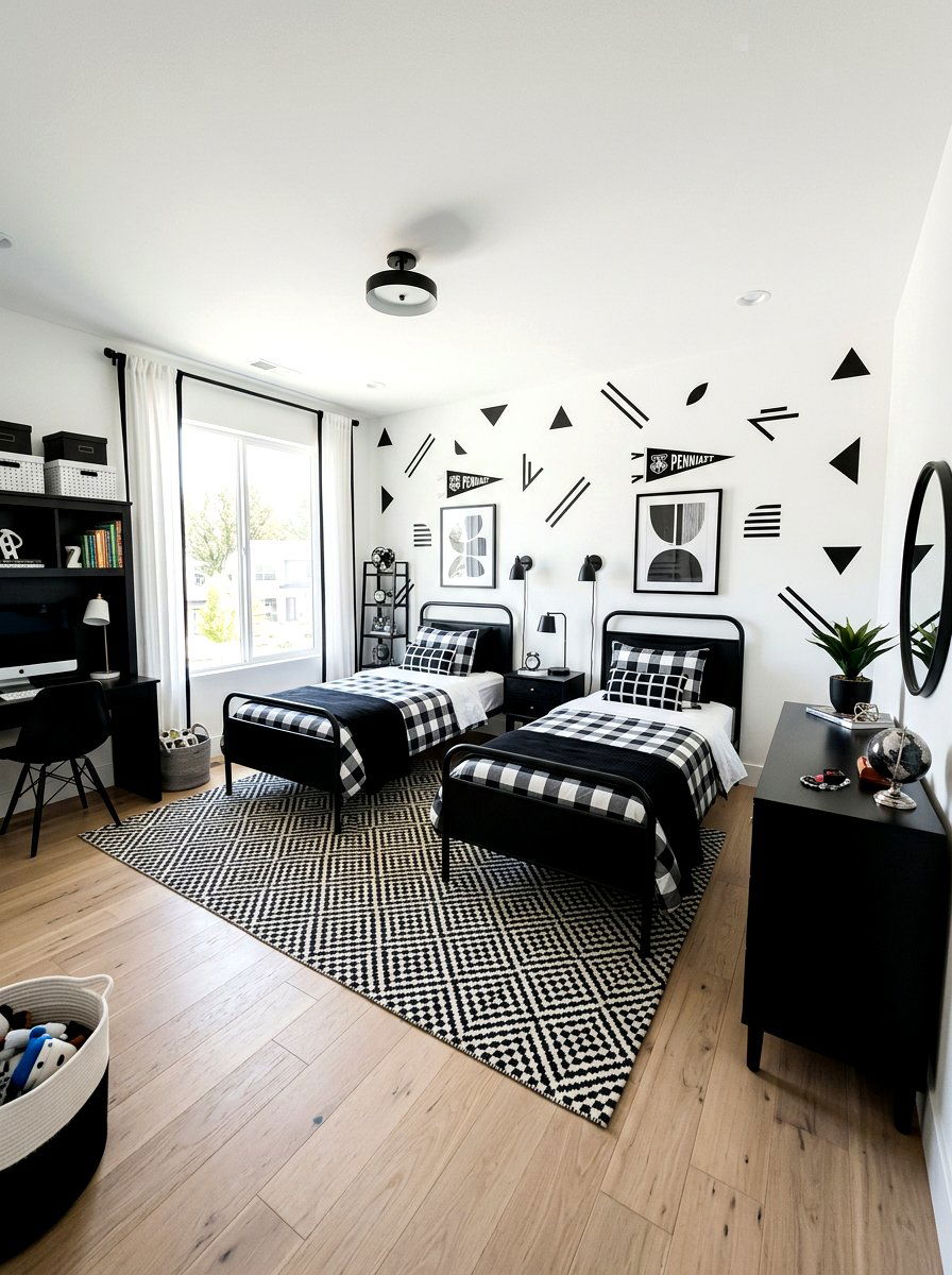 Black And White Boys Room - 30 boys shared bedroom ideas
