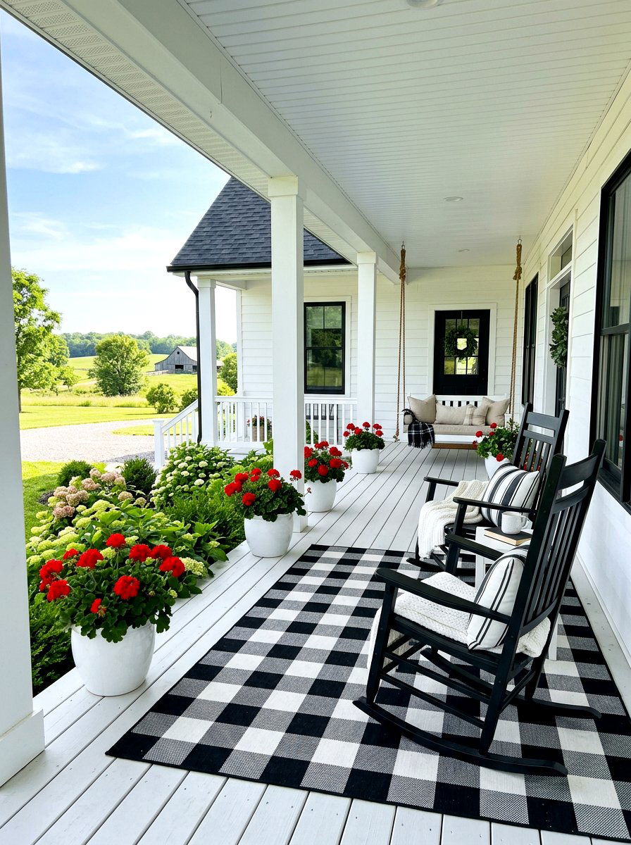 Black And White Buffalo Check Rug - 30 patio rug ideas