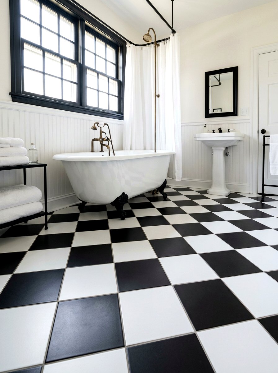 Black And White Checkerboard Floor - 30 bathroom tile ideas