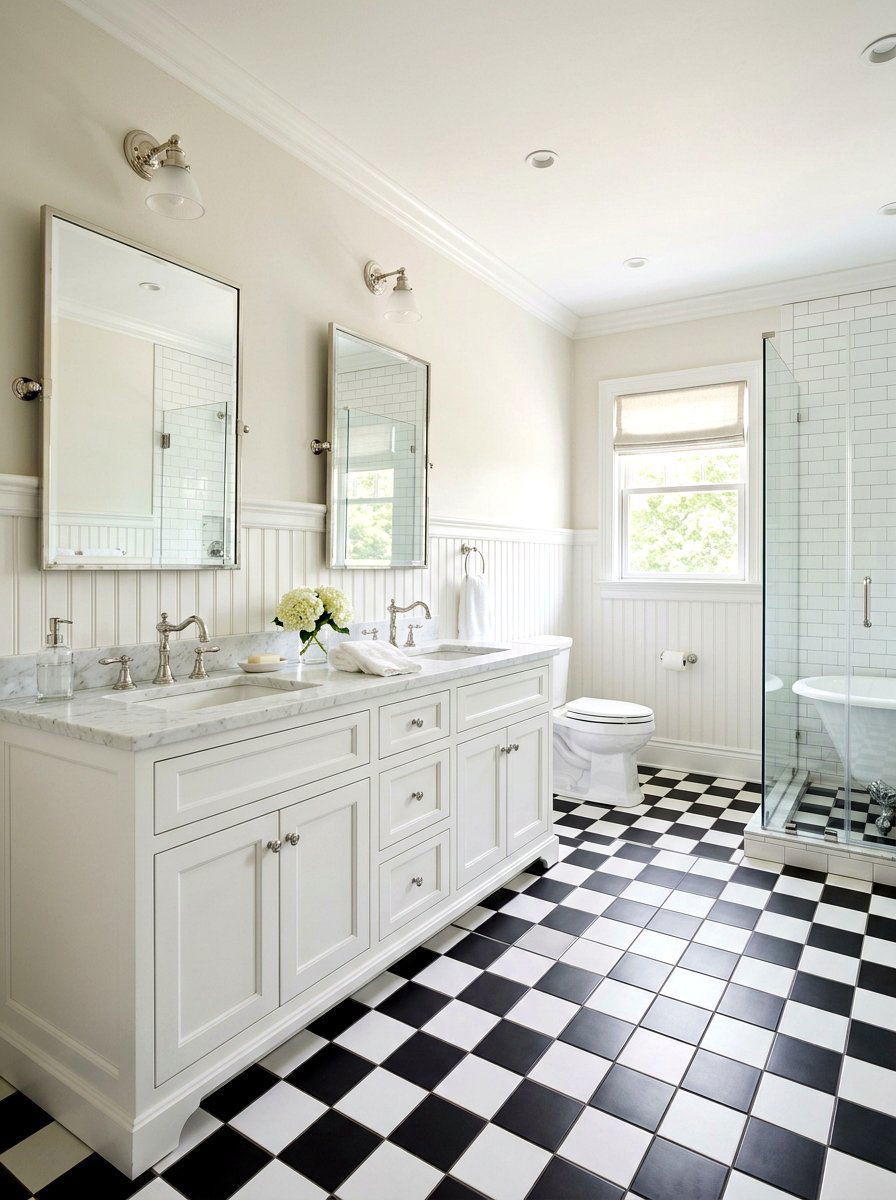 Black And White Checkerboard Tile - 30 checkerboard bathroom floor ideas
