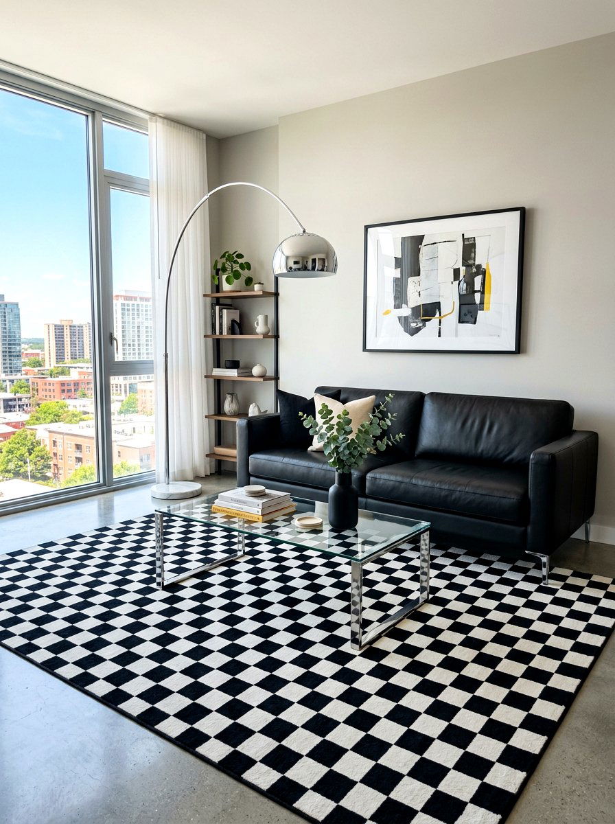 Black And White Checkered Rug - 30 statement rug ideas