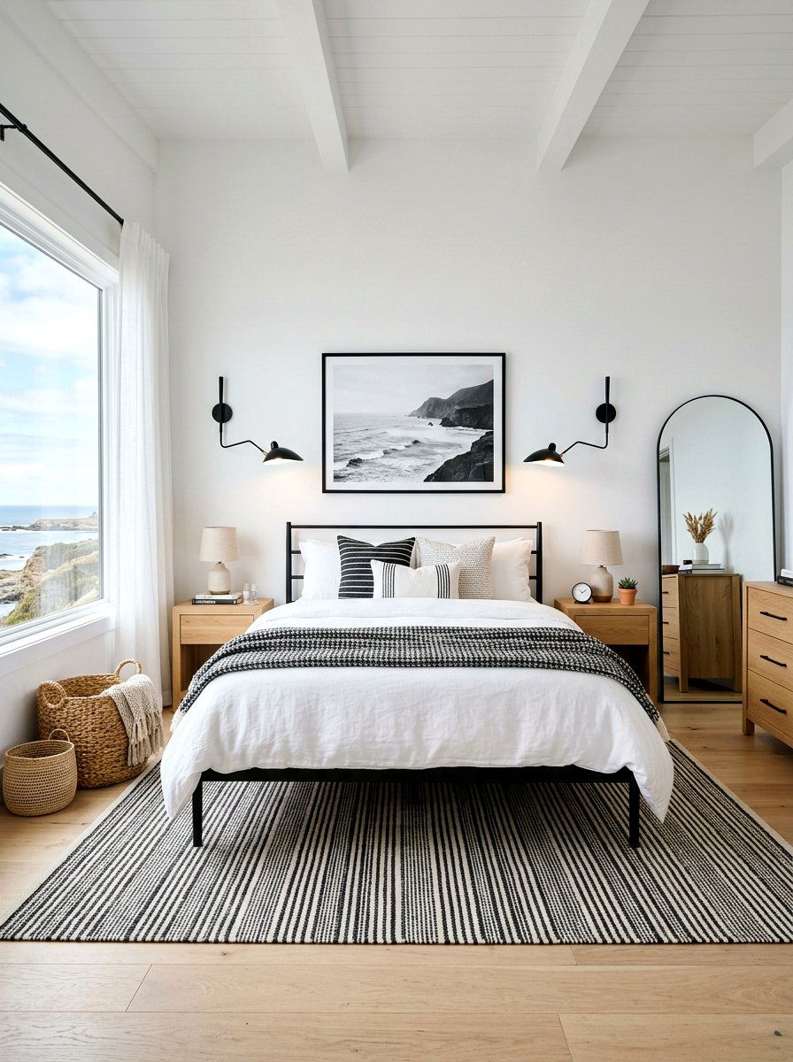 Black And White Coastal Bedroom - 30 California casual bedroom ideas
