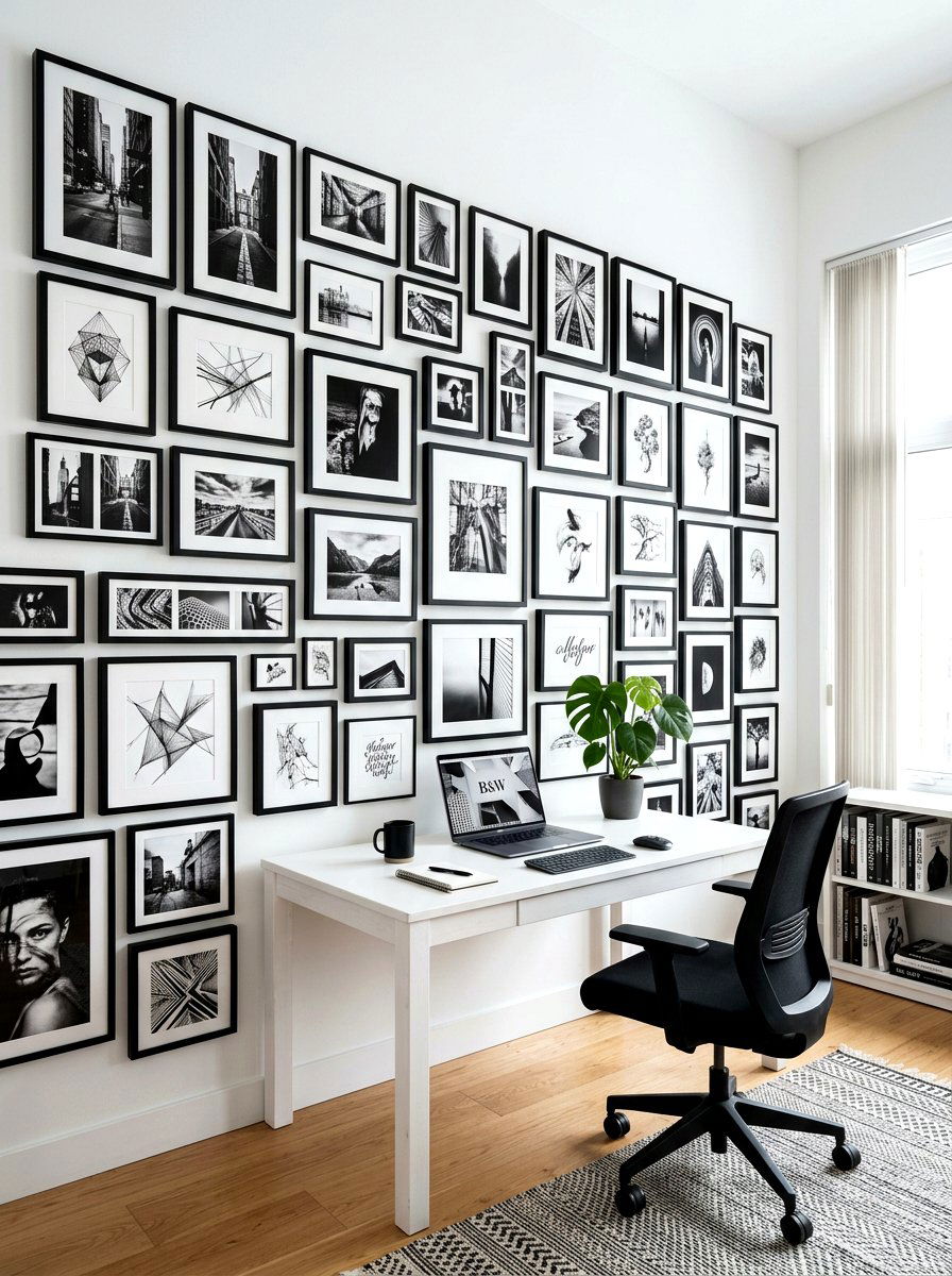 Black And White Contrast - 30 maximalist art wall ideas