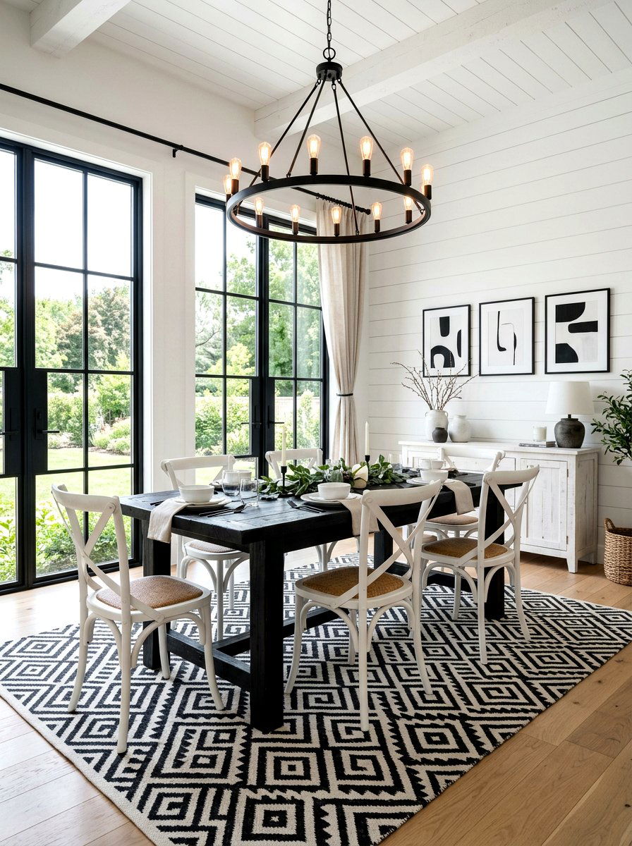 Black And White Dining Room - 30 farmhouse dining room ideas