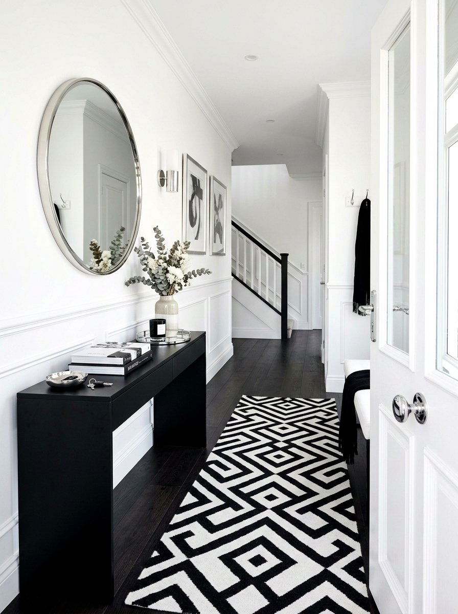 Black And White Entryway - 30 apartment entryway styling ideas
