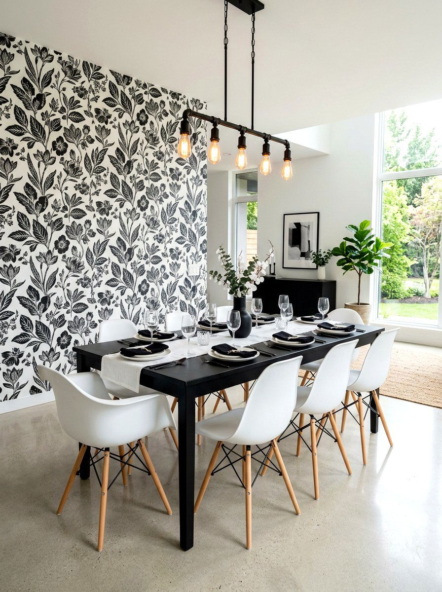 Black And White Floral Wallpaper - 30 floral dining wallpaper ideas