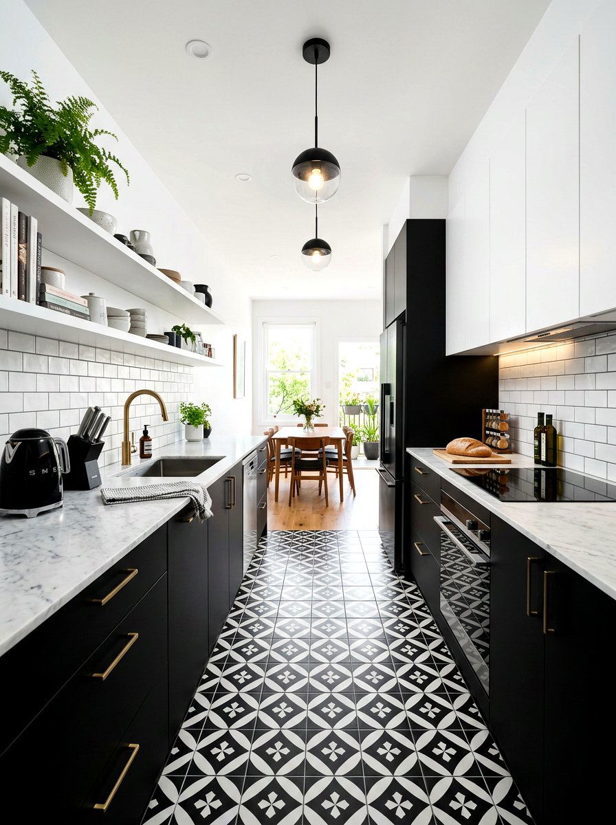 Black And White Galley Kitchen - 30 tiny galley kitchen ideas