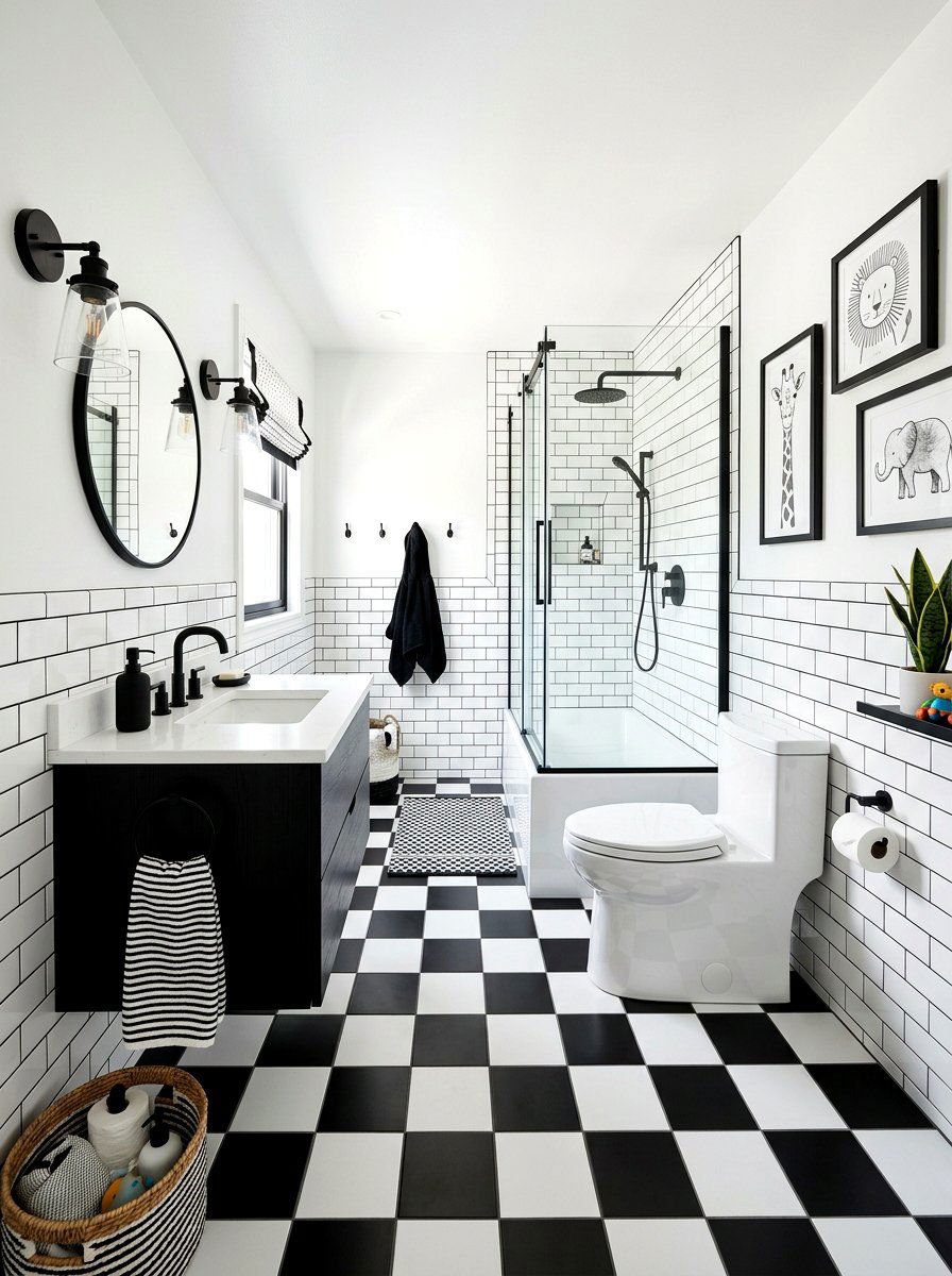 Black And White Kids Bathroom - 30 small kids bathroom ideas