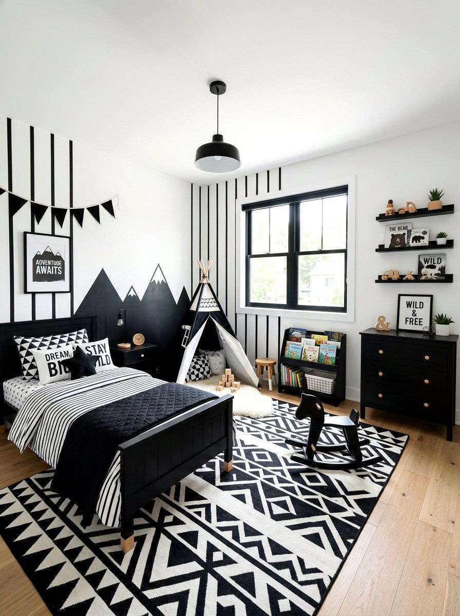 Black And White Kids Room - 30 aesthetic kids room ideas