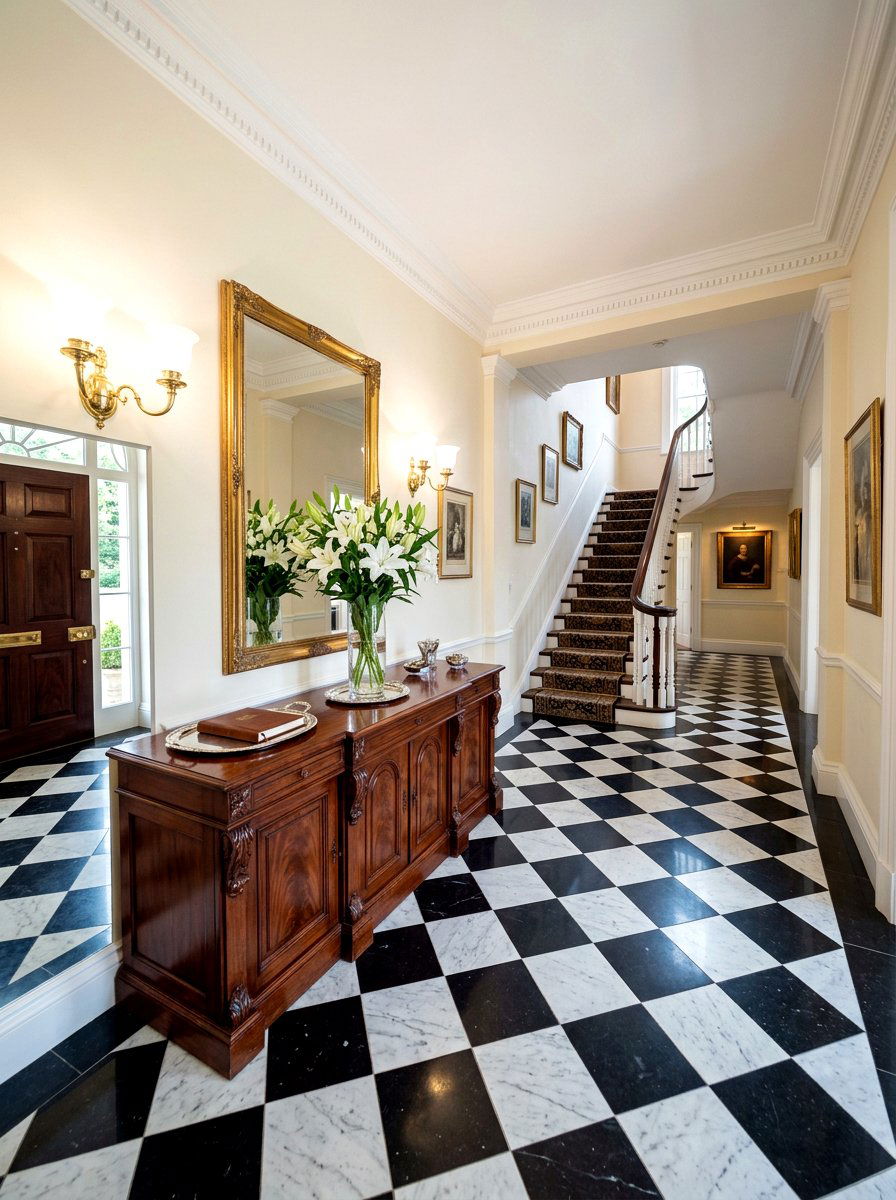 Black And White Marble Tile - 30 checkerboard floor ideas