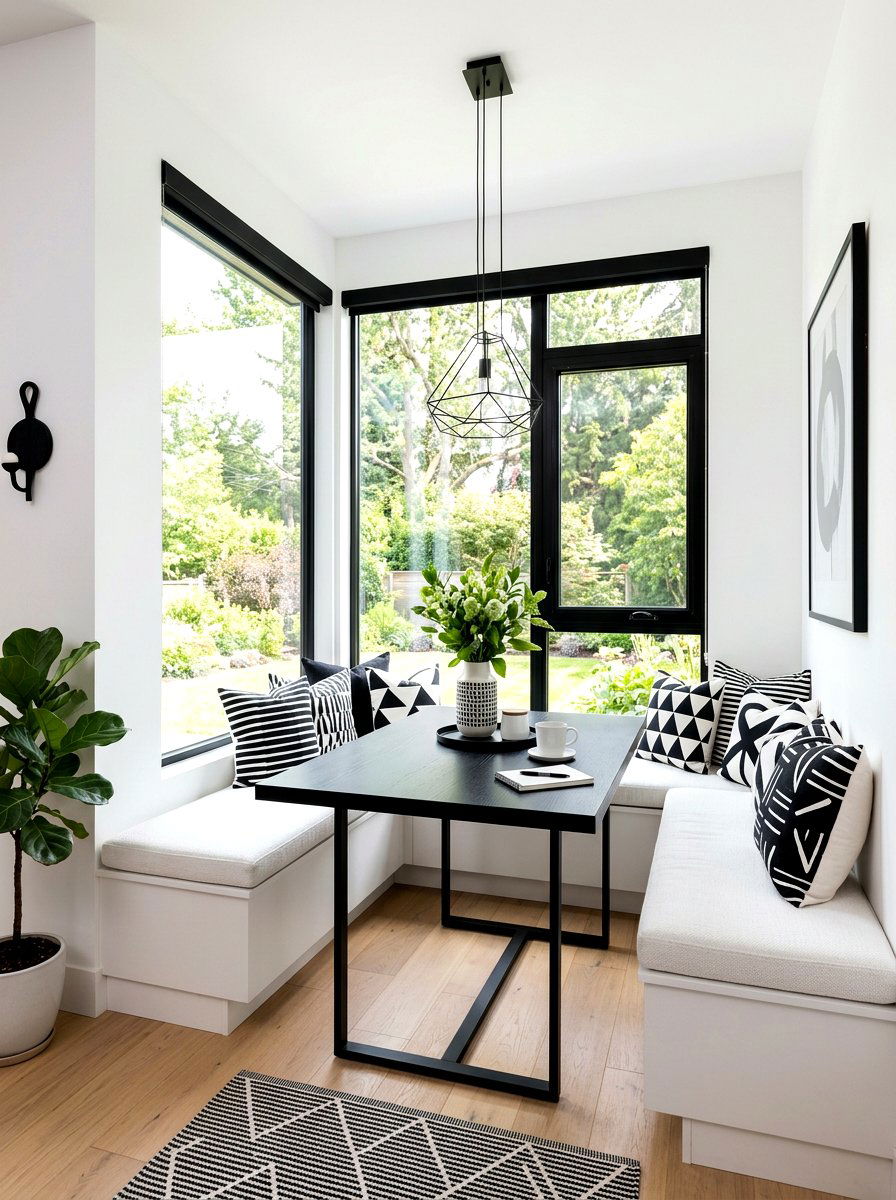 Black And White Modern Nook - 30 breakfast window nook ideas