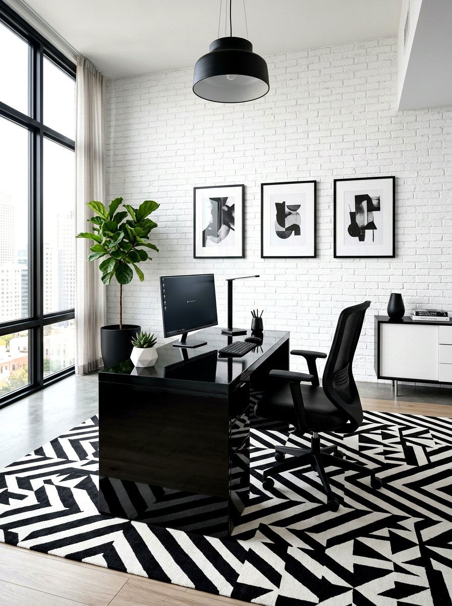Black And White Modern Office Theme - 30 luxury home office ideas