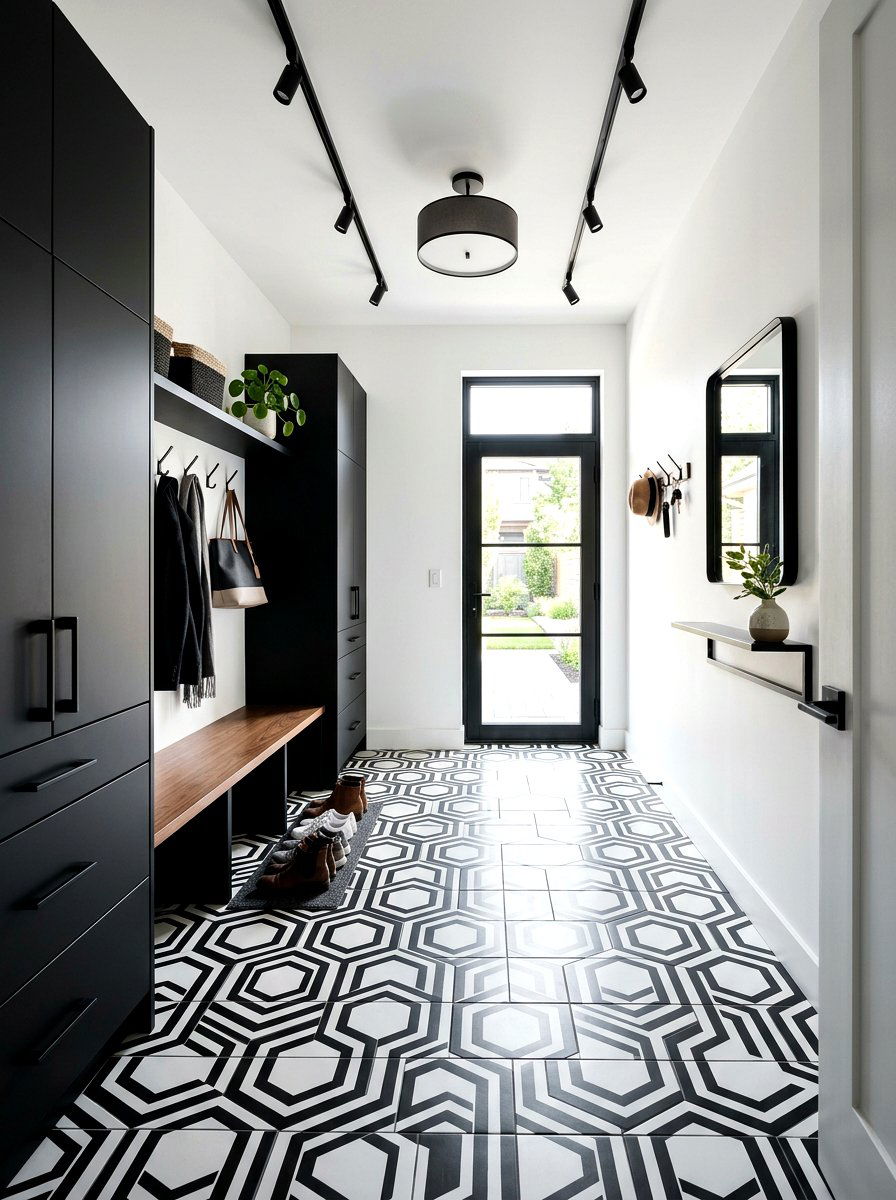 Black And White Mudroom Floor - 30 mudroom tile floor ideas
