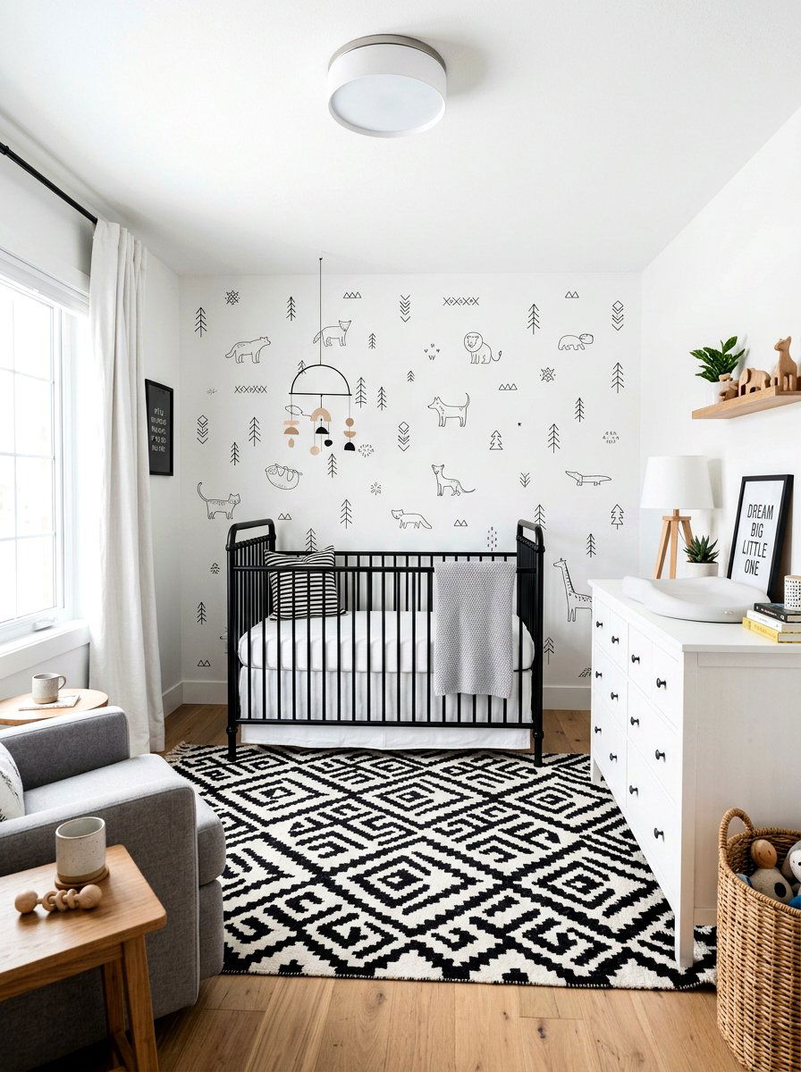 Black And White Neutral Nursery - 30 neutral nursery ideas