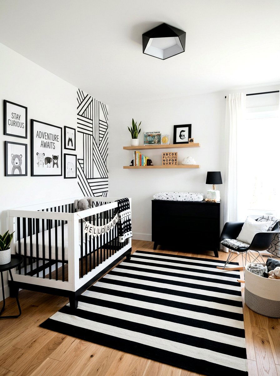 Black And White Nursery - 30 luxe baby room ideas