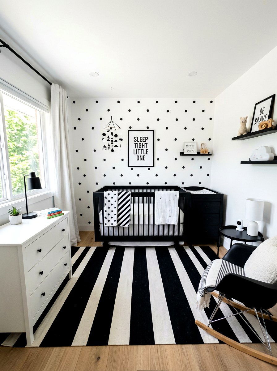 Black And White Nursery - 30 gender neutral baby room ideas