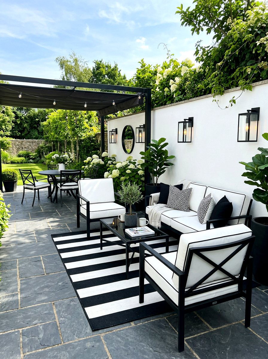 Black And White Patio - 30 covered patio breakfast nook ideas