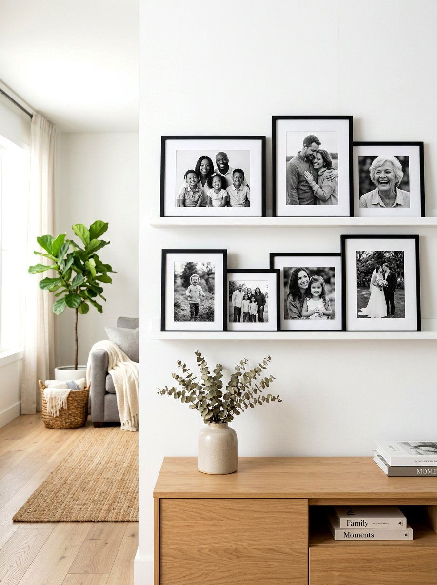Black And White Photo Shelf - 30 winter shelf styling ideas