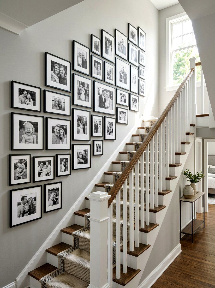 Black And White Photo Stair Gallery - 30 stair gallery wall ideas