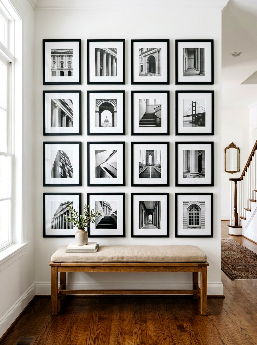 Black And White Photo Wall - 30 art wall foyer ideas
