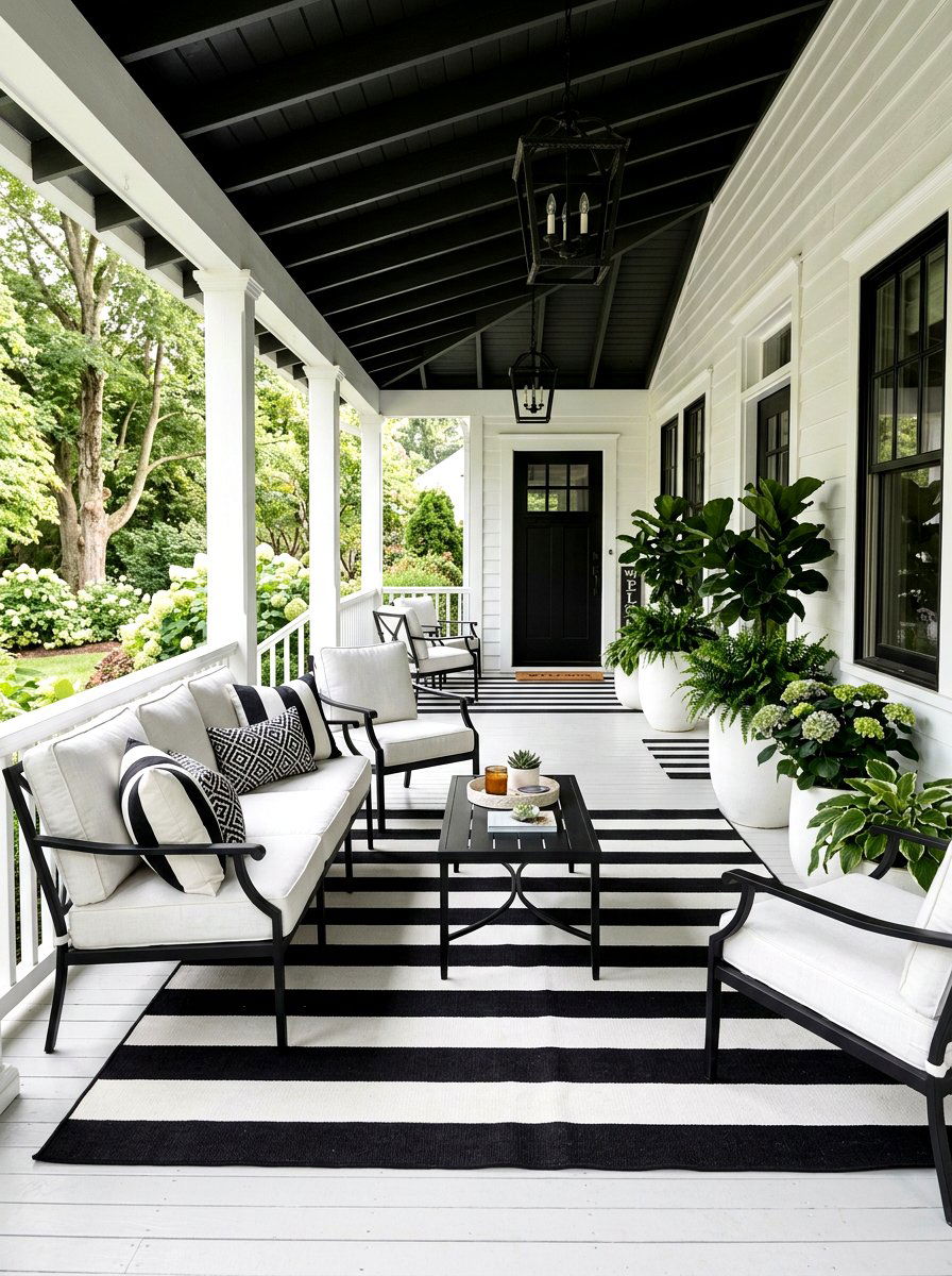 Black And White Porch - 30 summer front porch ideas