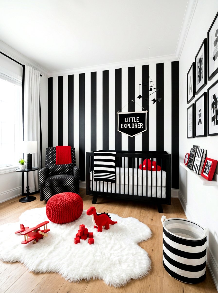 Black And White Stripe Nursery - 30 stripe nursery wallpaper ideas
