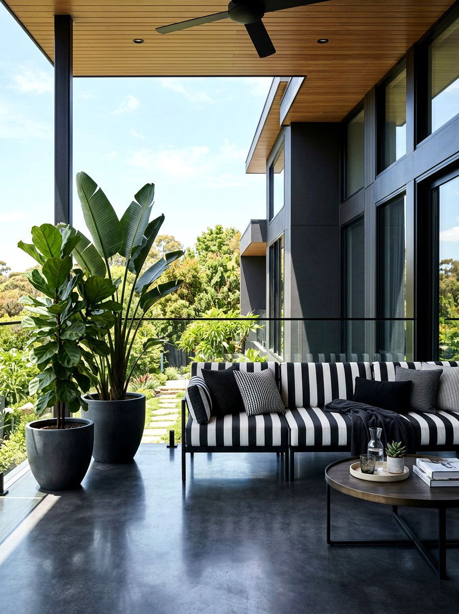 Black And White Striped Outdoor Sofa - 30 striped outdoor cushion porch ideas