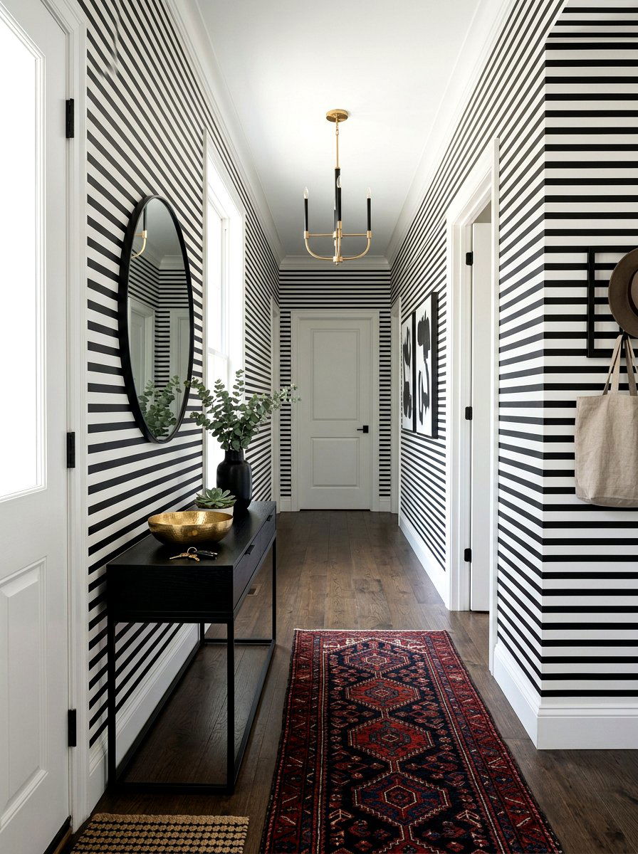 Black And White Striped Wallpaper - 30 renter friendly wallpaper ideas aesthetic