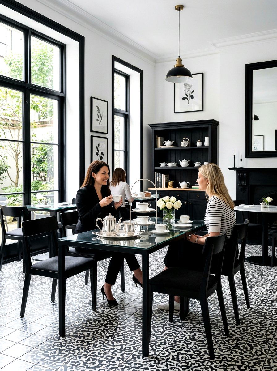 Black And White Tea Room - 30 English tea room ideas