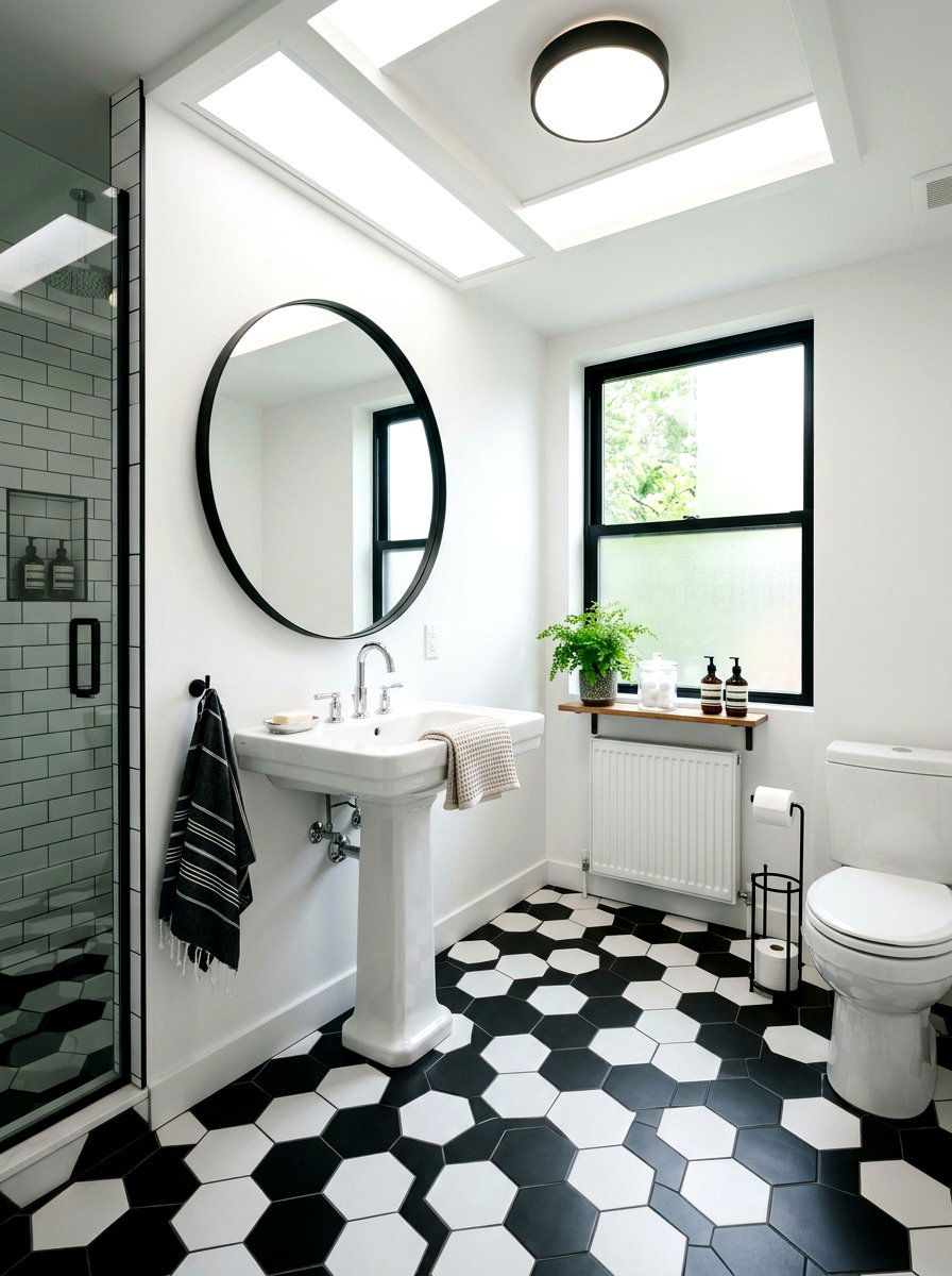 Black And White Tile - 30 Parisian bathroom ideas