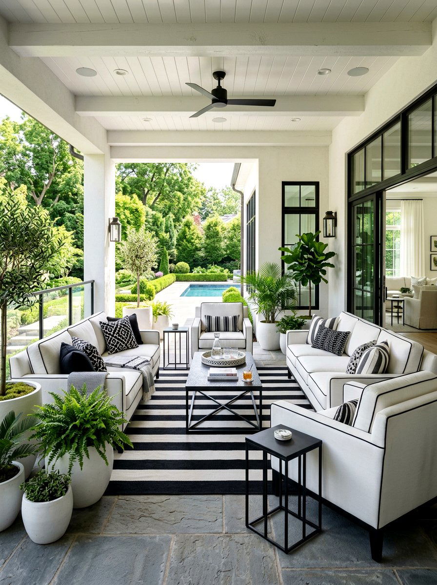 Black And White Transitional Patio - 30 transitional patio ideas