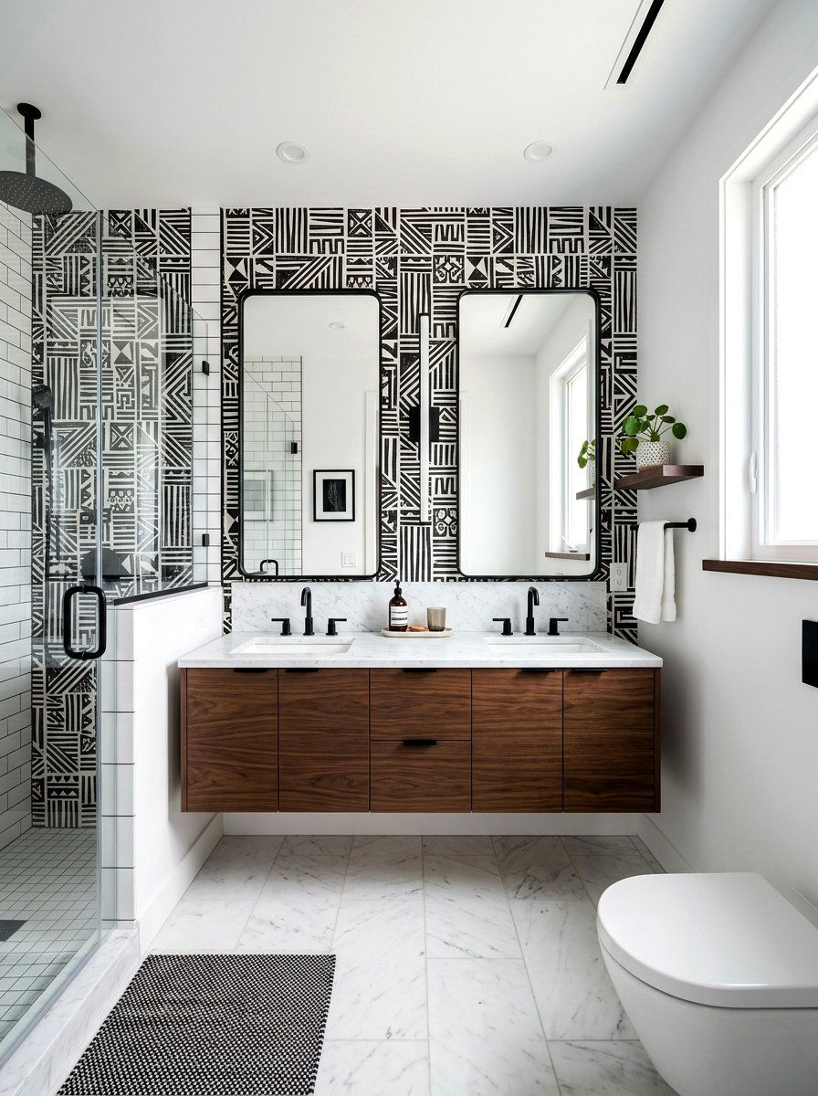 Black And White Wallpaper Bathroom - 30 bathroom wallpaper ideas