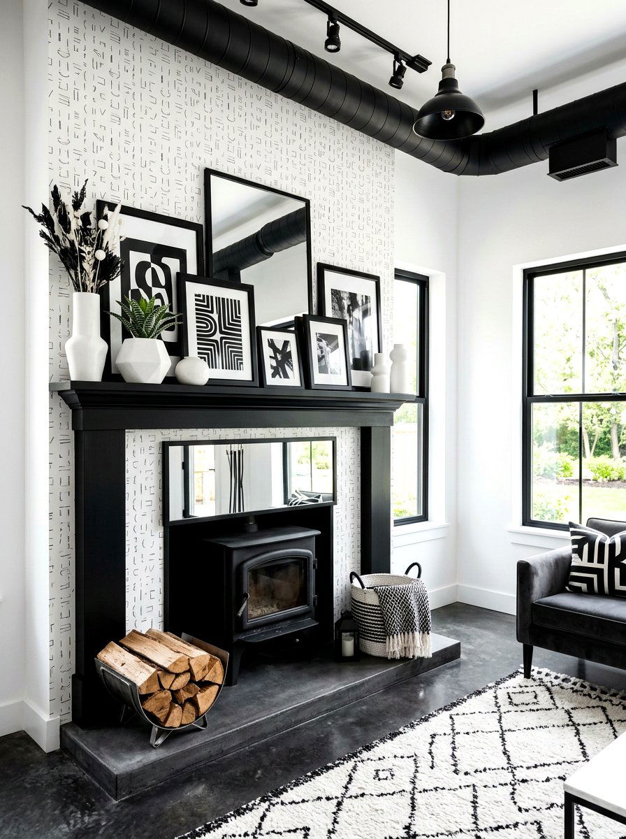 Black And White - 30 mantel shelf styling ideas