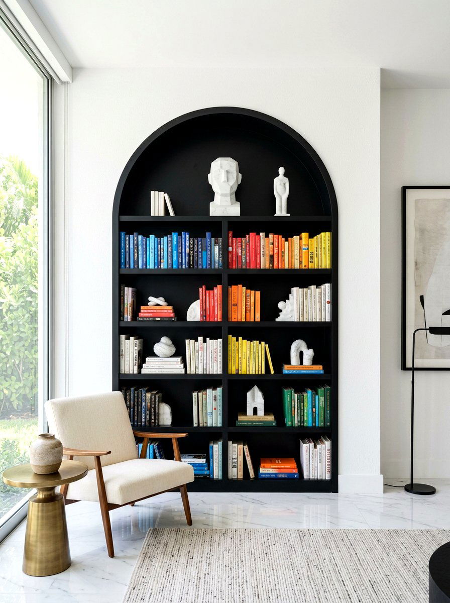 Black Arched Bookshelf - 30 arched bookshelf ideas