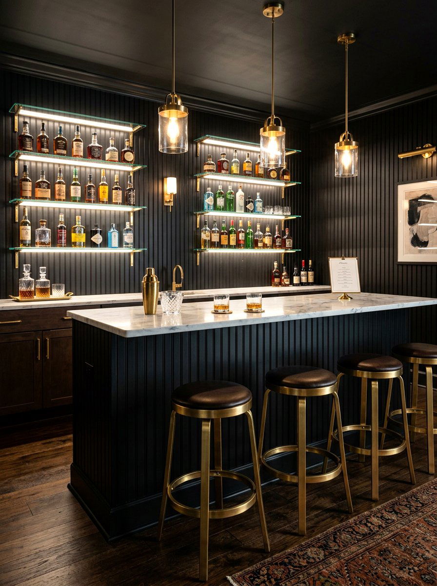 Black Beadboard Wall - 30 half wall paneling ideas