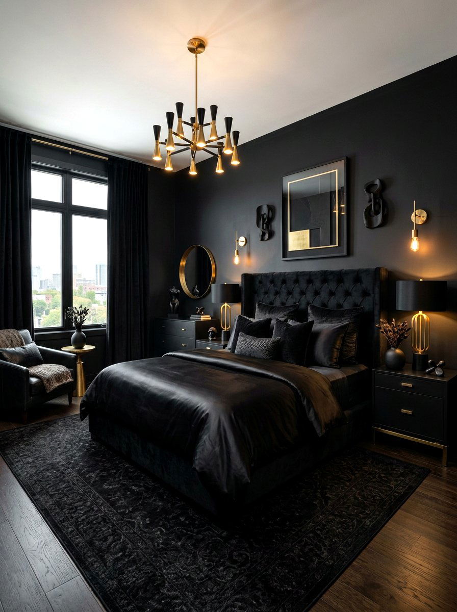 Black Bedroom - 30 monochromatic bedroom ideas