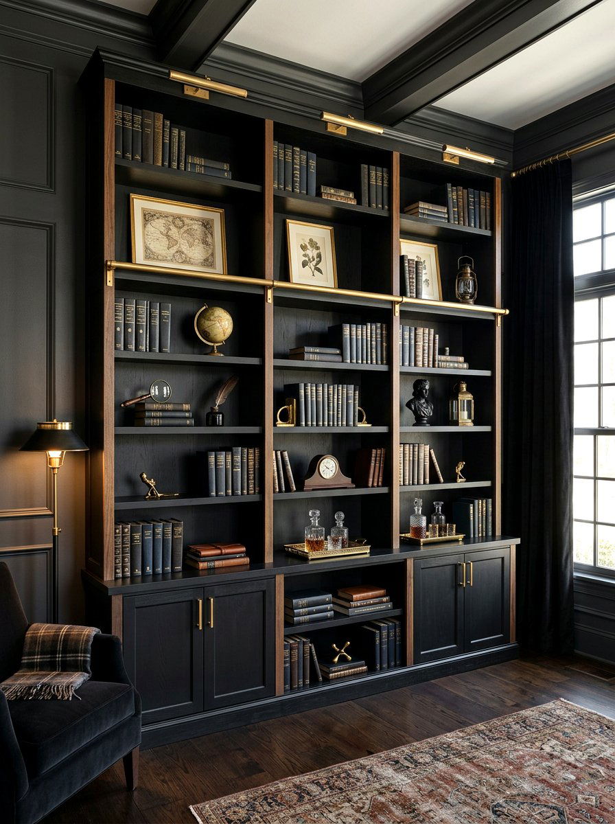 Black Bookshelf Styling - 30 shelfie styling ideas
