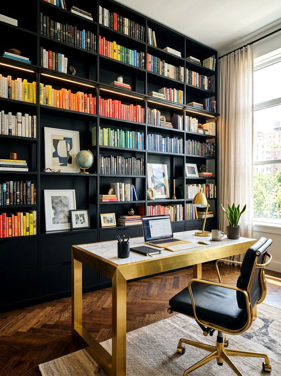 Black Bookshelf Wall Office - 30 bookshelf wall office ideas