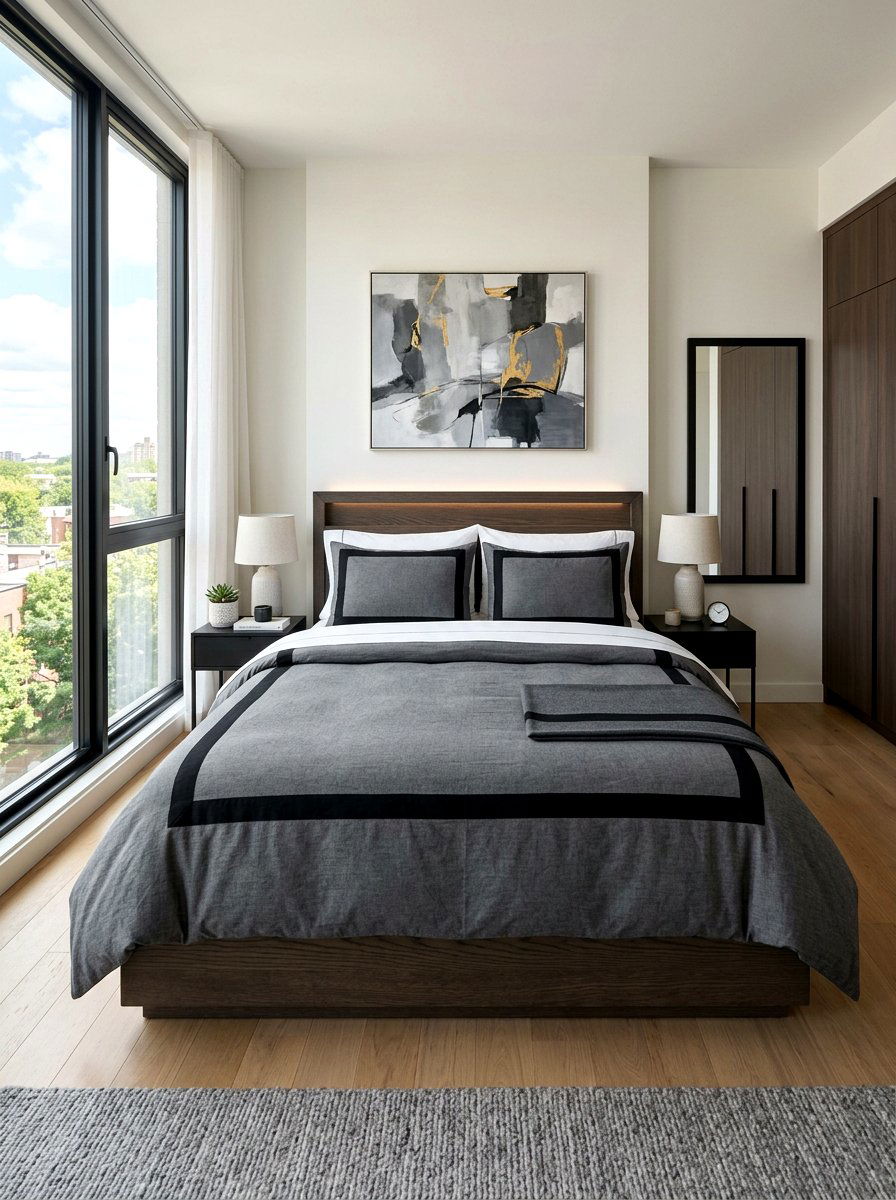 Black Border Grey Bedding - 30 contrast trim bedding ideas