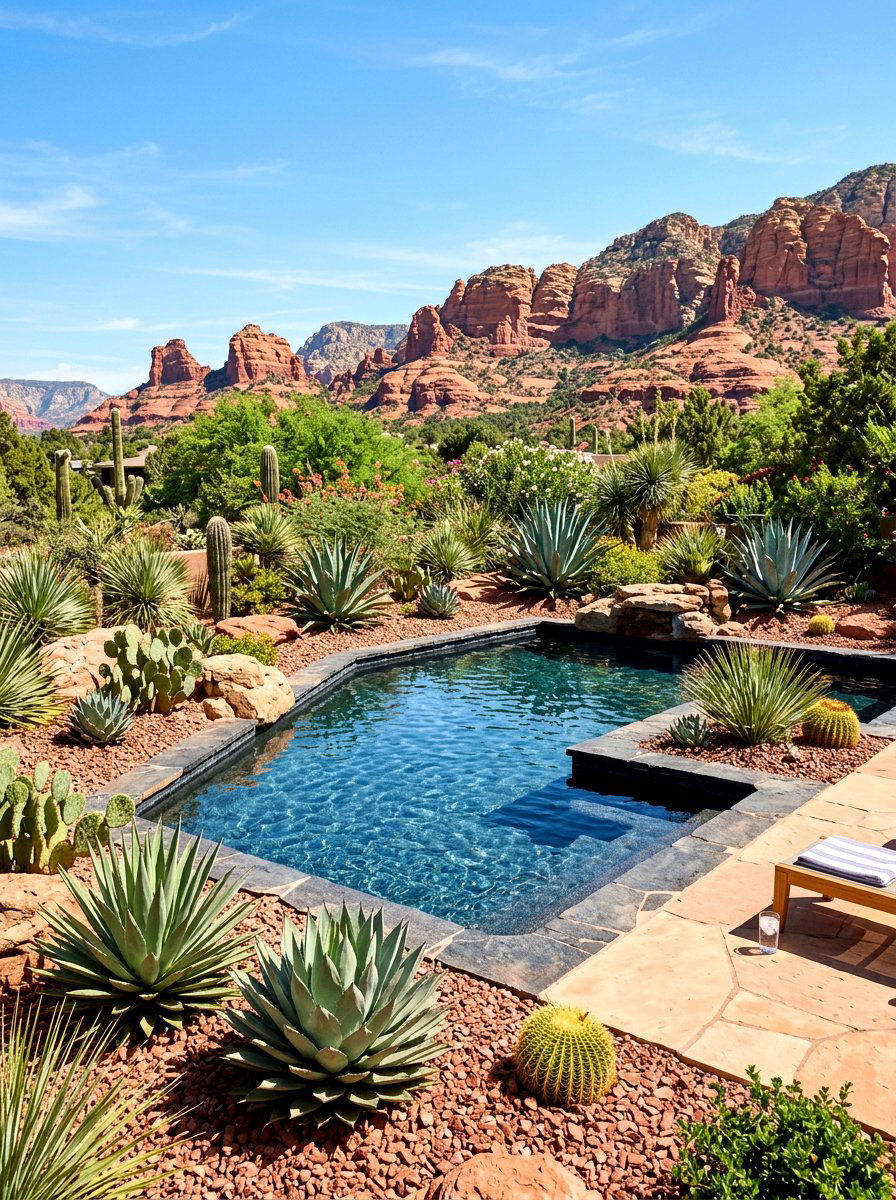 Black Bottom Pool With Desert Landscaping - 30 black bottom pool backyard ideas