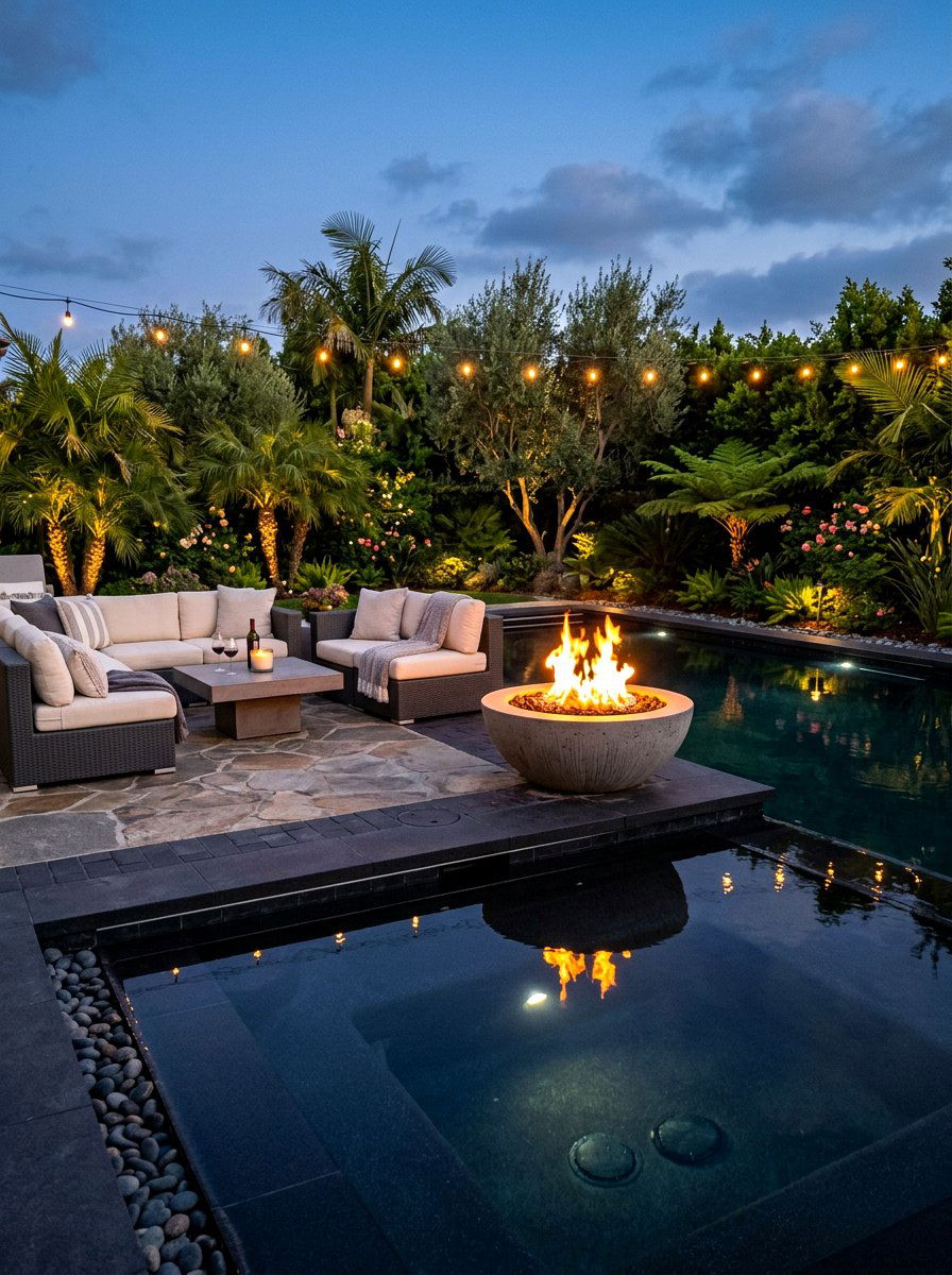 Black Bottom Pool With Fire Pit - 30 black bottom pool backyard ideas