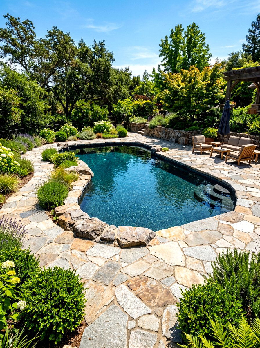 Black Bottom Pool With Stone Pavers - 30 black bottom pool backyard ideas
